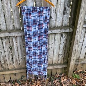FREE w/purchase H&M Divided patchwork plaid patriotic scarf fringe cotton One Sz